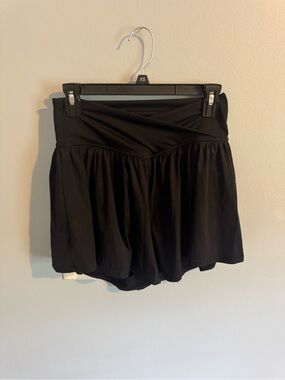 Women's Black High-Waist Flowy Shorts